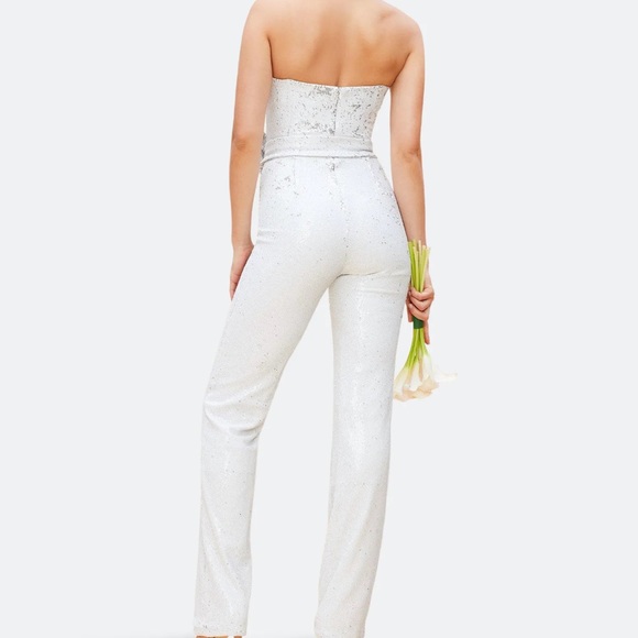Dress the Population Trinity White Sequined Jumpsuit XS & S - Picture 2 of 5